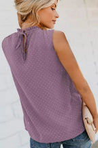 Smocked Tie Back Frill Trim Tank Trendsi