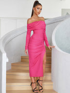 Slim And Wrinkled Long Gentle Style Dress aclosy