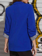 Lapel Collar Roll-Tab Sleeve Blazer Trendsi