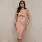 Sensual Satin Elegant Cross-border Mid-length Dress ACLOSY