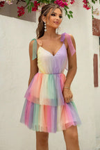 Gradient Tie-Shoulder Layered Dress Trendsi