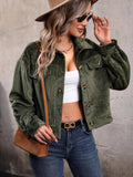 Collared Neck Button Front Jacket with Pockets Trendsi