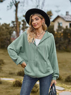 Zip Up Drawstring Long Sleeve Hooded Jacket Trendsi