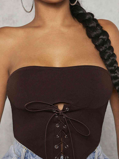 Lace-Up Strapless Bustier Trendsi