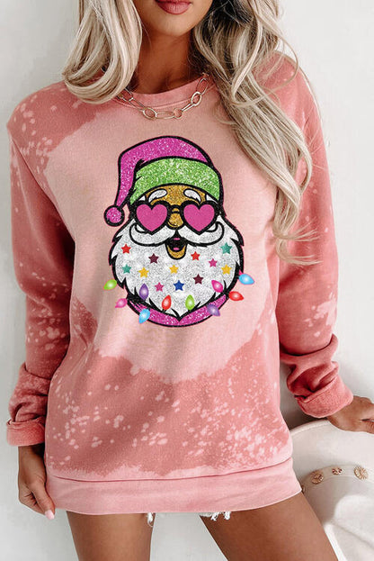 Santa Graphic Round Neck Long Sleeve Sweatshirt Trendsi