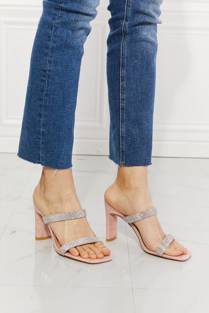 MMShoes Leave A Little Sparkle Rhinestone Block Heel Sandal in Pink Trendsi