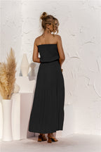Strapless Tie Waist Tiered Maxi Dress Trendsi