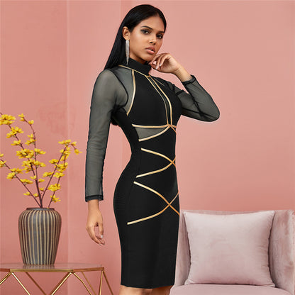 Everoy Lace Fabri Bandage Dress aclosy