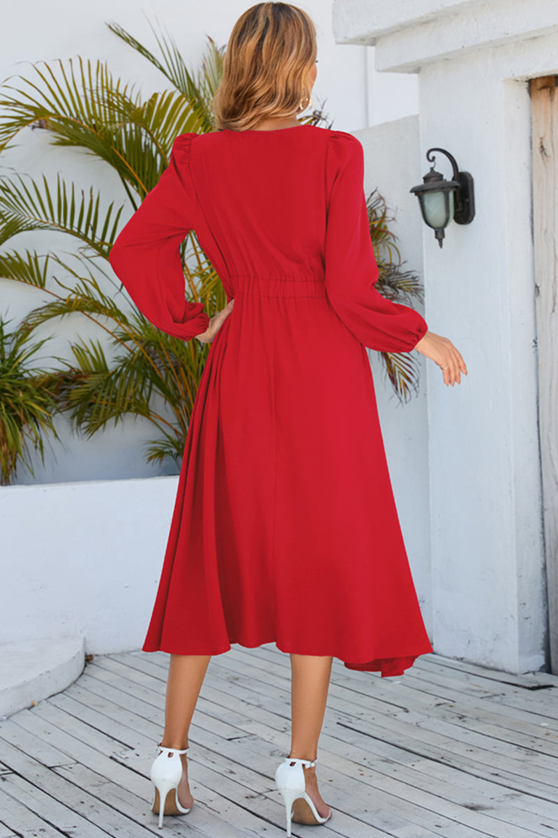 Twisted Long Sleeve Midi Dress Trendsi