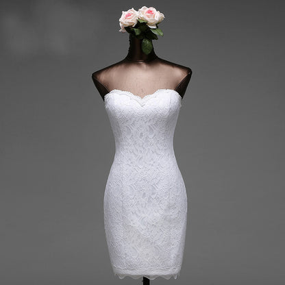 Lace shoulder beauty back wedding dress aclosy
