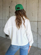 Ribbed Collared Neck Button Up Jacket Trendsi