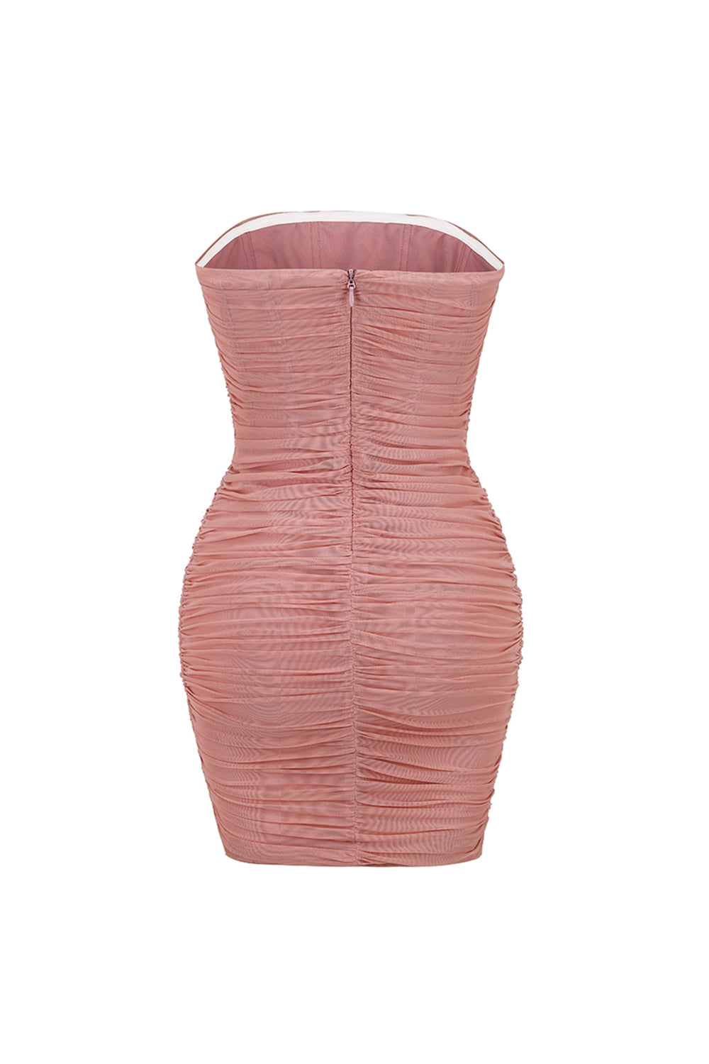 Ruched Strapless Zip-Back Bodycon Dress Trendsi