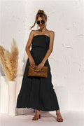 Strapless Tie Waist Tiered Maxi Dress Trendsi