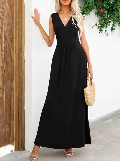 Surplice Neck Sleeveless Maxi Dress Trendsi