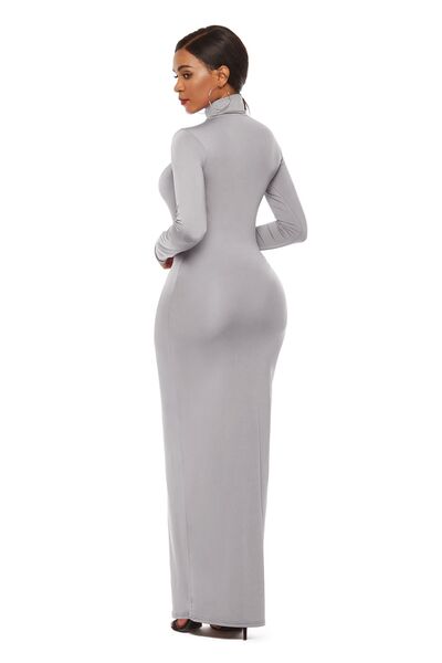 Mock Neck Long Sleeve Maxi Slim Dress Trendsi