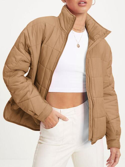 Zip Up Collared Neck Long Sleeve Jacket Trendsi