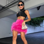 Women's Feather Wrapped Hip Skirt Aclosy