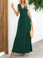 Surplice Neck Sleeveless Maxi Dress Trendsi