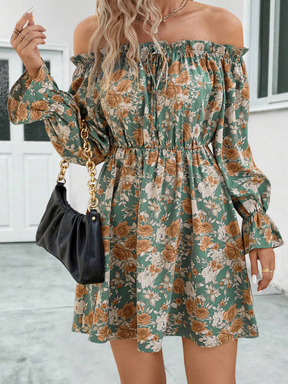 Floral Off-Shoulder Flounce Sleeve Dress Trendsi