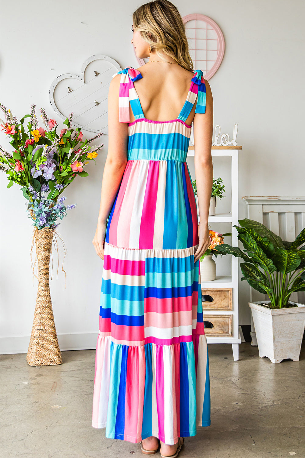 Striped Sleeveless Maxi Dress Trendsi