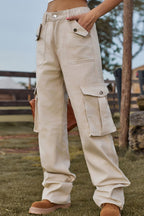 Loose Fit Long Jeans with Pockets Trendsi