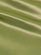 Satin V-neck Side Gathered Dress-Green aclosy