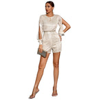 Sequined Long Sleeve Jumpsuit Aclosy