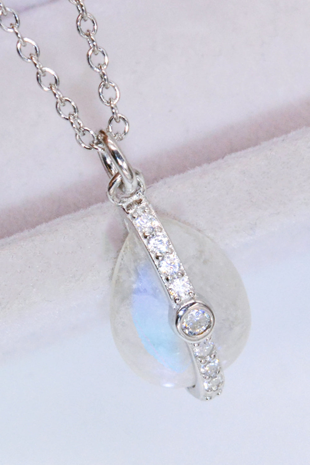Natural Moonstone and Zircon Pendant Necklace Trendsi