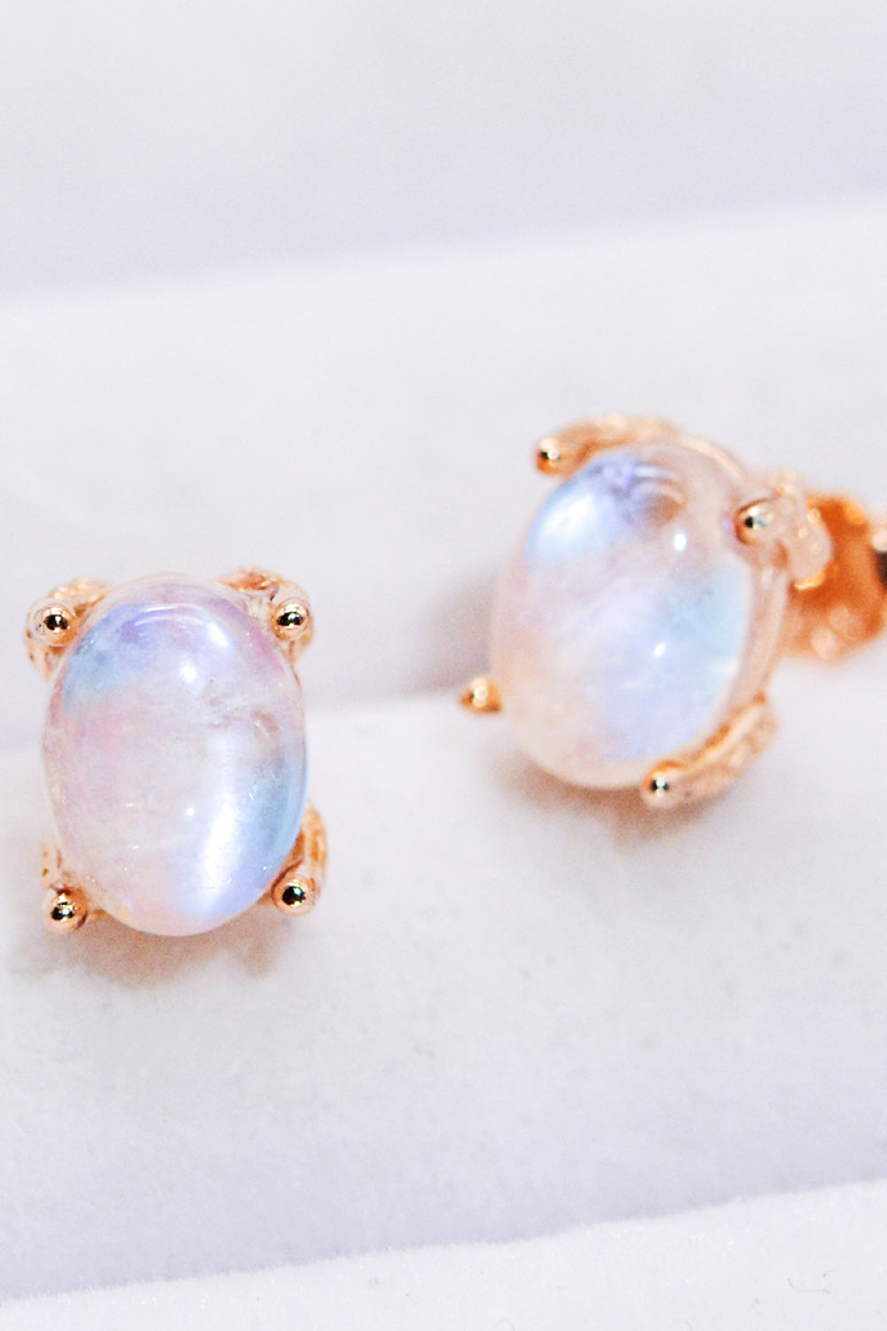 Natural Moonstone 4-Prong Stud Earrings Trendsi