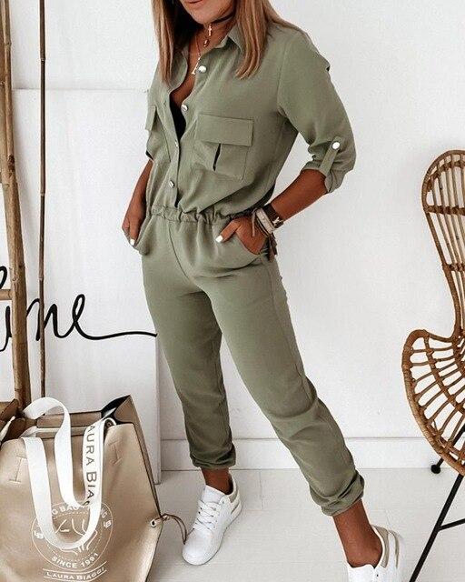 Buttoned shirt jumpsuit Aclosy