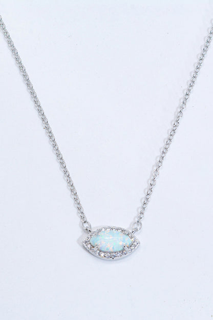 18k Rose Gold-Plated Opal Pendant Necklace Trendsi