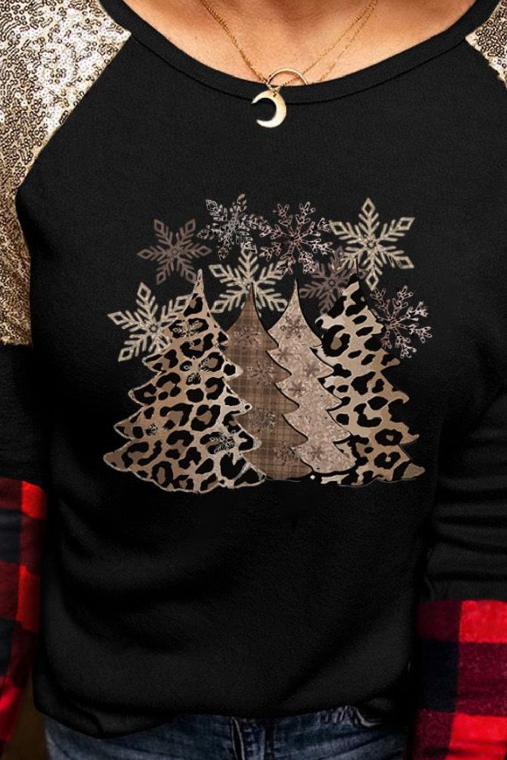 Christmas Tree Graphic Sequin T-Shirt Trendsi