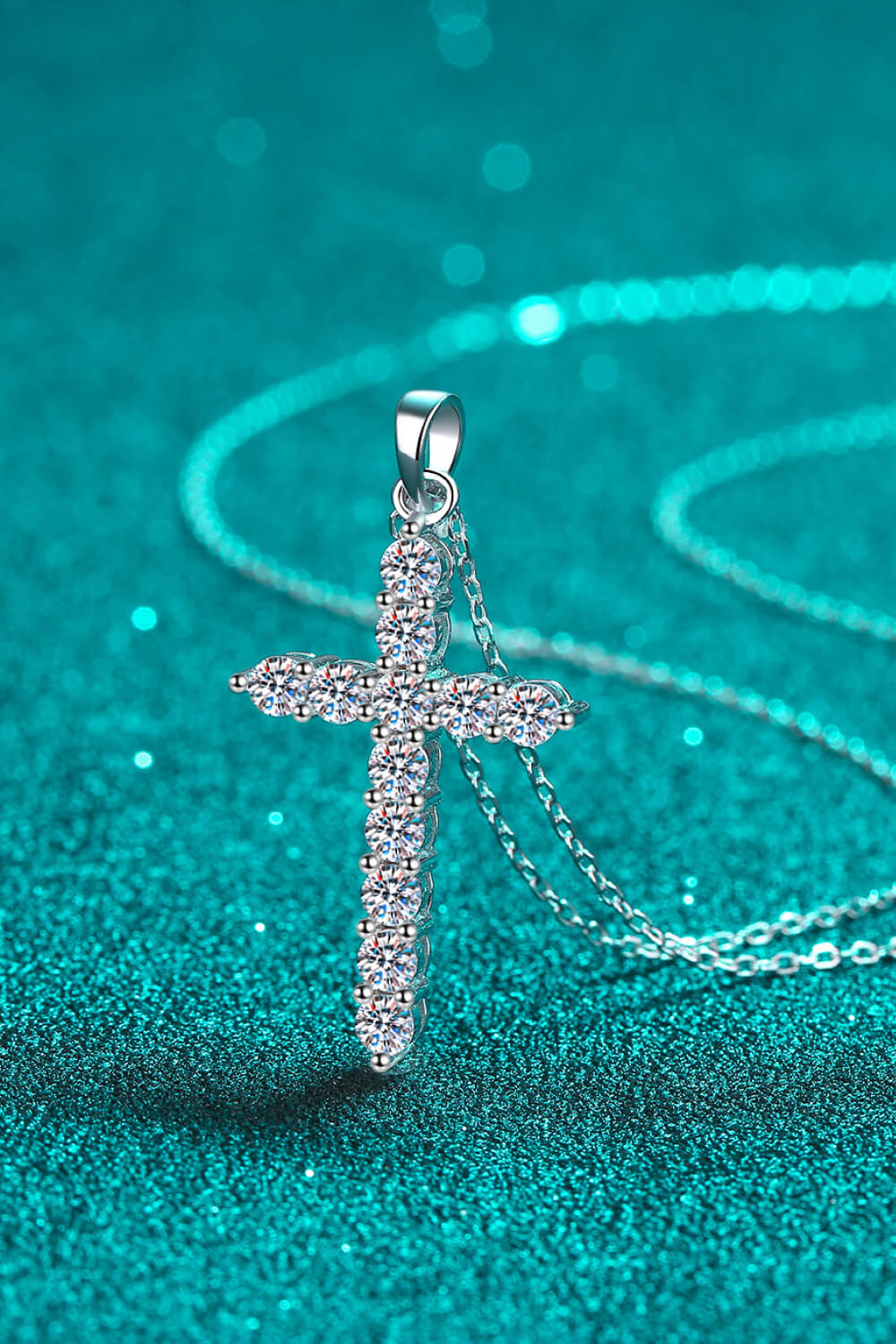Moissanite Cross Pendant Chain Necklace Trendsi