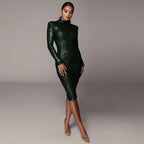 Long-sleeved sequin dress-Bride aclosy