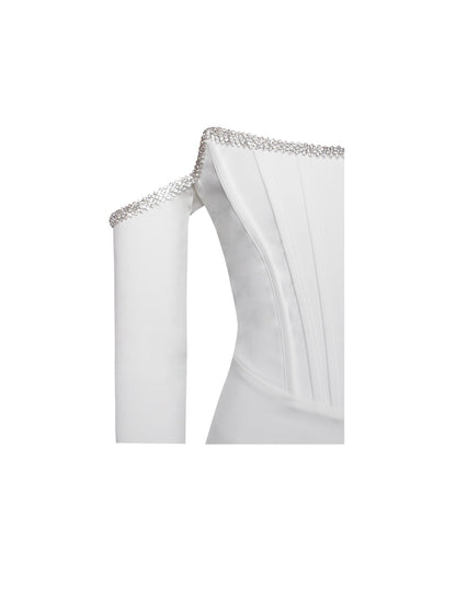Diamond Long Sleeve Bandage One-piece Dress aclosy