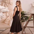 Bow Tie & long backless Midi Dress Aclosy