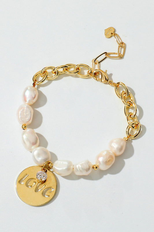 LOVE Freshwater Pearl Bracelet Trendsi