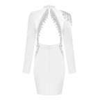 Backless Fringed Diamond Bandage Dress aclosy