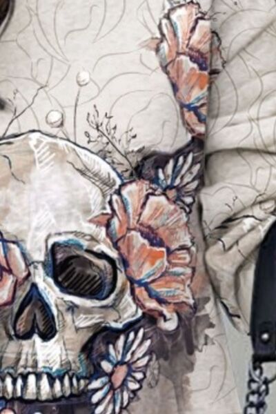 Printed Turtleneck Long Sleeve Mini Dress Trendsi