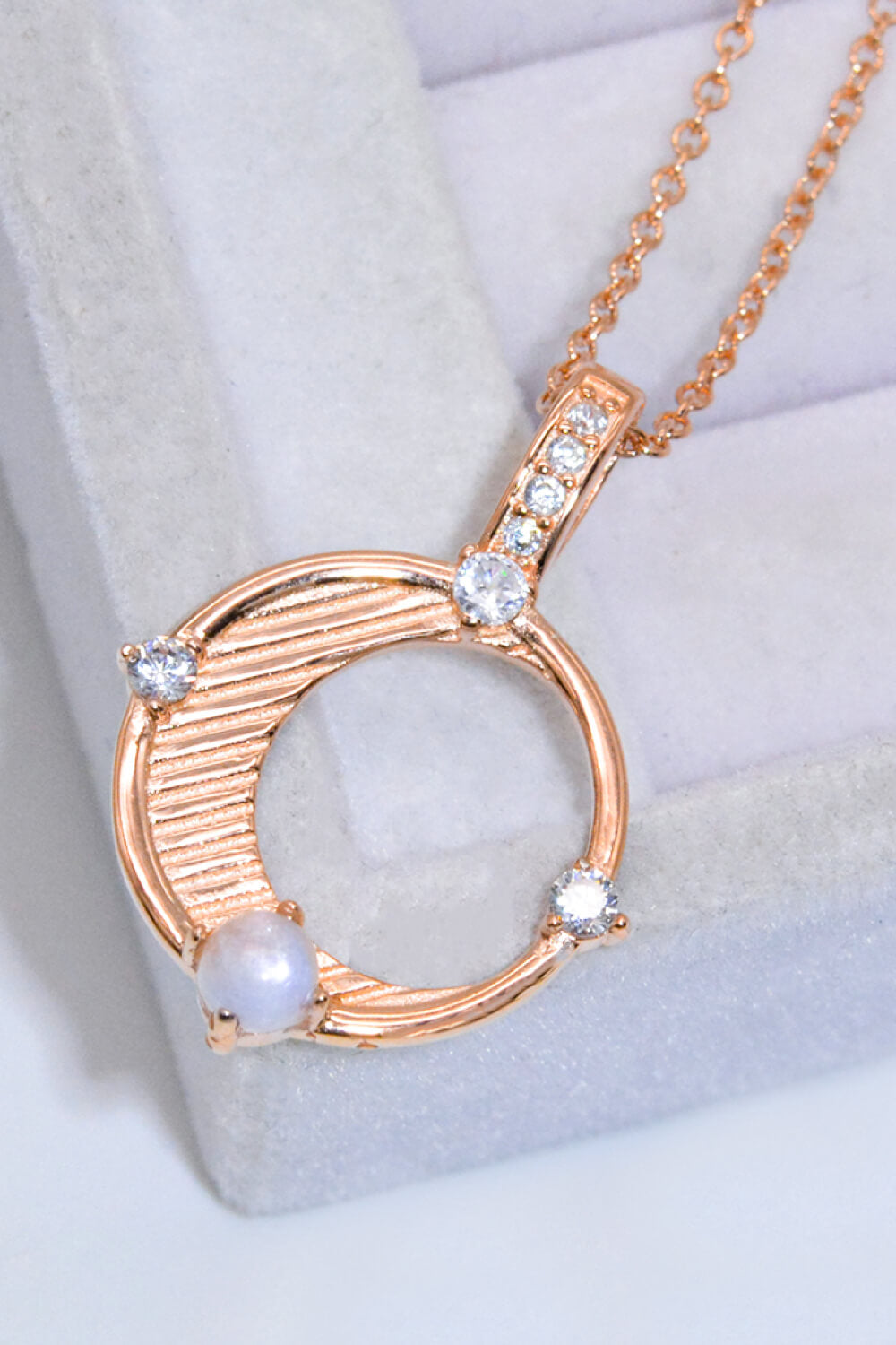Inlaid Zircon and Natural Moonstone Pendant Necklace Trendsi