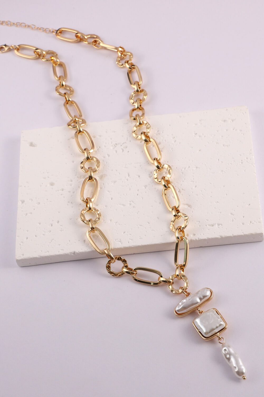 Freshwater Pearl Chunky Chain Necklace Trendsi