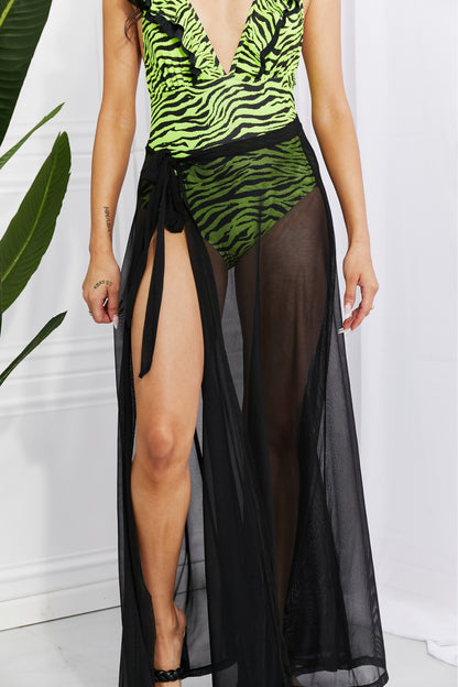 Marina West Swim Beach Is My Runway Mesh Wrap Maxi Cover-Up Skirt Trendsi