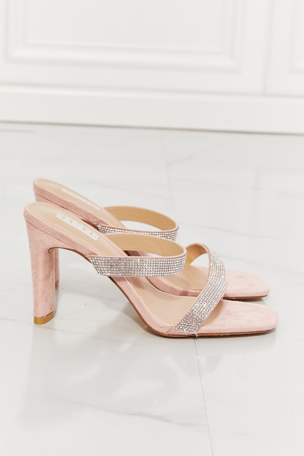 MMShoes Leave A Little Sparkle Rhinestone Block Heel Sandal in Pink Trendsi