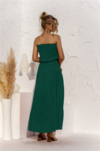 Strapless Tie Waist Tiered Maxi Dress Trendsi