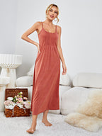 Scoop Neck Spaghetti Strap Night Dress Trendsi