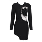 Asur Feather Mini Bandage Dress aclosy