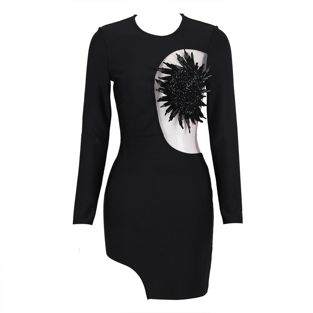 Asur Feather Mini Bandage Dress aclosy