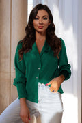 Double Take Lapel Collar Buttoned Puff Sleeve Shirt Trendsi