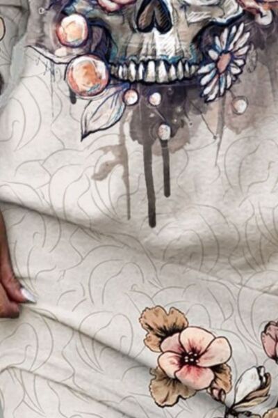 Printed Turtleneck Long Sleeve Mini Dress Trendsi