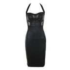 Halter Glue Bandage Dress-Black aclosy